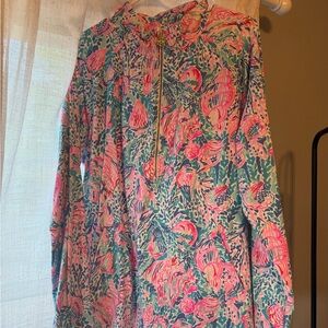 Lilly Pulitzer Pink and Blue Floral Quarter Zip